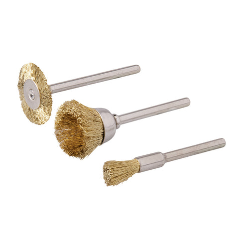 Silverline-Rotary Tool Brass Wire Brush Set 3pce