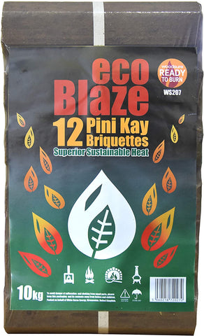  EcoBlaze Pini-Kay Briquette Heat Logs - Long Burning Fireplace Fuel 