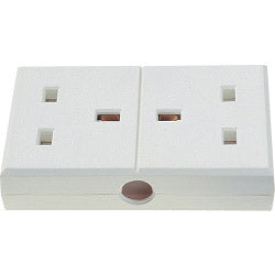 Dencon-13A, Twin Nylon Trailing Socket White to BS1363/A