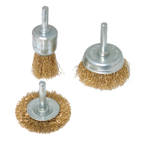 Silverline-Brassed Steel Wire Wheel & Cup Brush Set 3pce