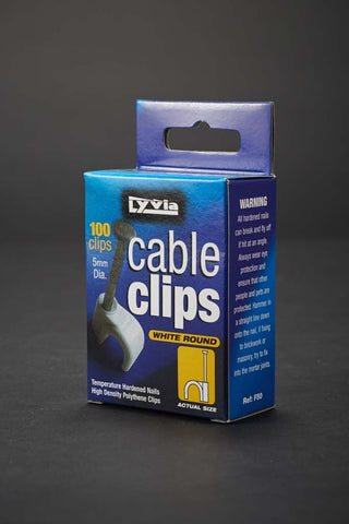 Dencon-5mm White Round Cable Clips Box 100