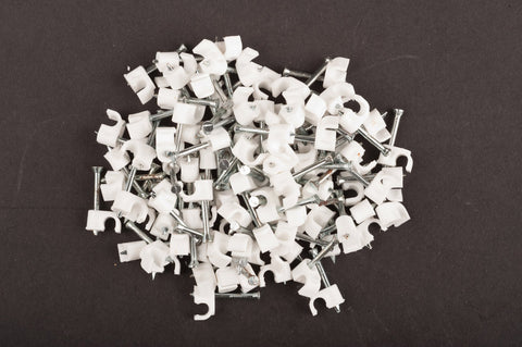 Dencon-4mm White Round Cable Clips Box 100