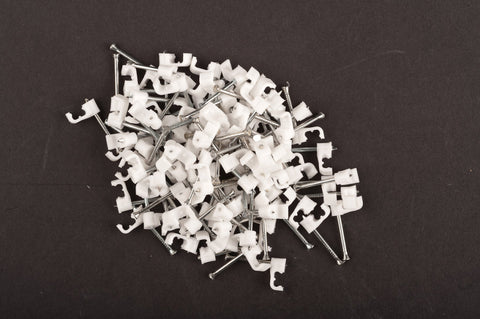 Dencon-5mm White Flat Cable Clips Box 100