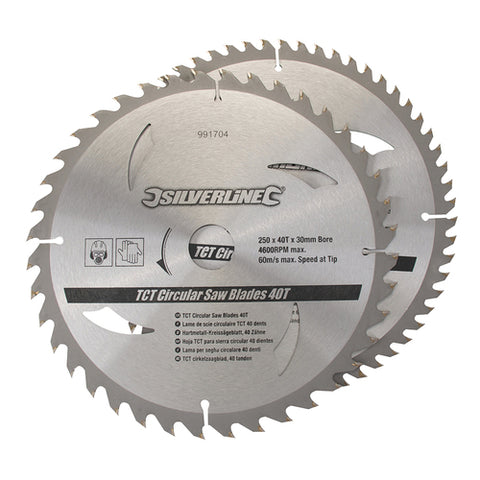 Silverline-TCT Circular Saw Blades 40, 60T 2pk