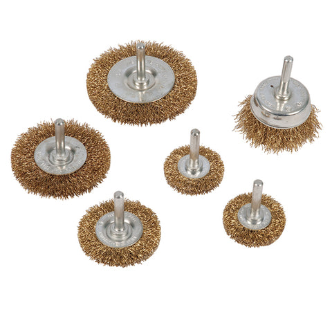 Silverline-Brassed Steel Wire Wheel & Cup Brush Set 6pce