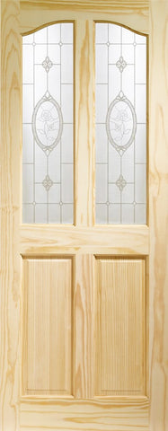 Rio Internal Clear Pine Door with Crystal Rose Glass