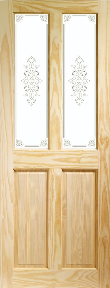 Victorian 4 Panel Internal Clear Pine Door with Campion Glass