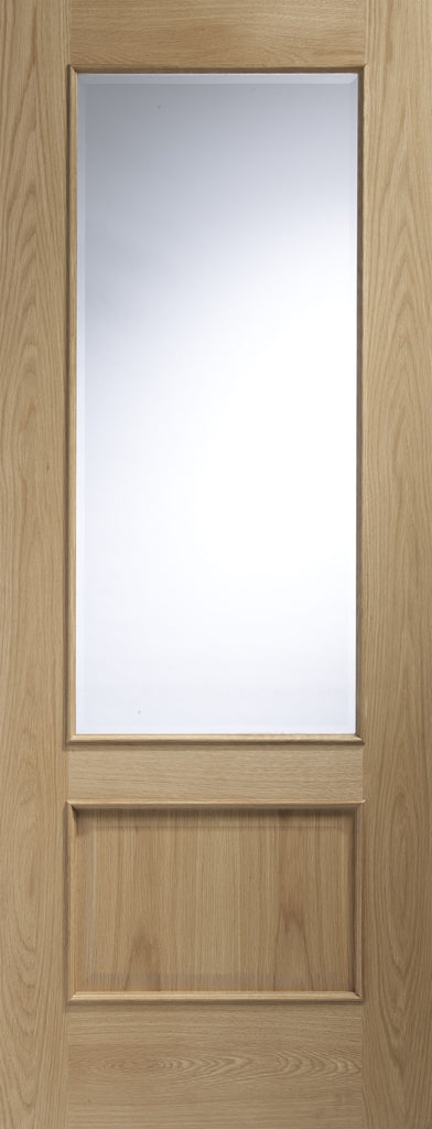 Andria Internal Oak Door with Clear Bevelled Glass and Raised Mouldings-1981 x 762 x 35mm (30")