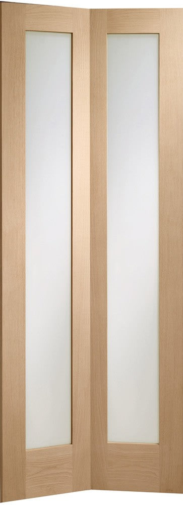 Pattern 10 Bi-Fold Internal Oak Door with Clear Glass -1936 x 379.5 x 35mm (30")