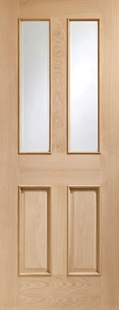 Malton With Raised Mouldings Internal Oak Door with Clear Bevelled Glass -1981 x 762 x 35mm (30")