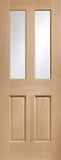 Malton Internal Oak Rebated Door Pair with Clear Bevelled Glass-1981 x 1168 x 40mm (46")