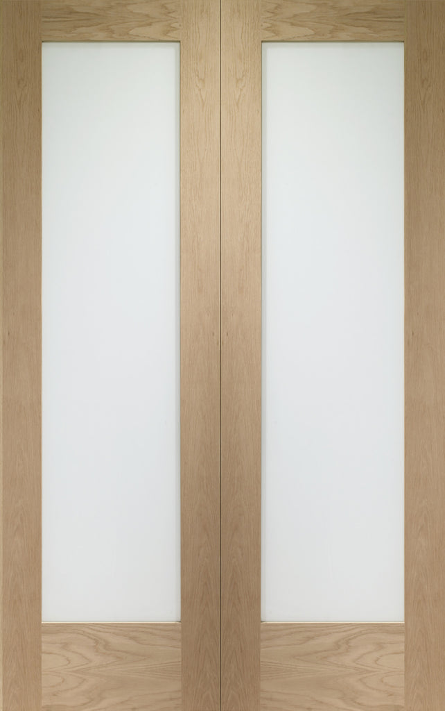 Pattern 10 Internal Oak Rebated Door Pair with Obscure Glass-1981 x 1168 x 40mm (46")