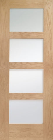 Shaker 4 Light  Internal Oak Door with Clear Glass -2040 x 726 x 40mm
