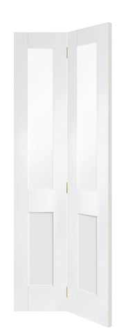 Malton Shaker Internal White Primed Bi-Fold Door with Clear Glass-1936 x 379.5 x 35mm (30") - sidtelfers diy & timber
