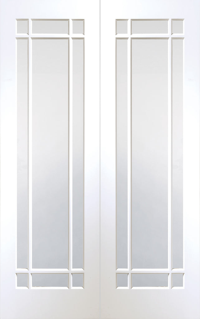 Cheshire Internal White Primed Rebated Door Pair with Clear Glass - sidtelfers diy & timber