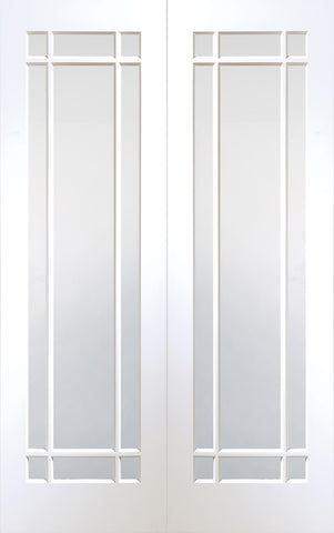 Cheshire Internal White Primed Rebated Door Pair with Clear Glass