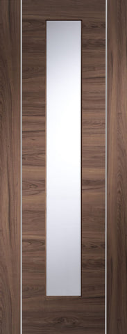Forli Pre-Finished Internal Walnut Door with Clear Glass-1981 x 762 x 35mm (30")