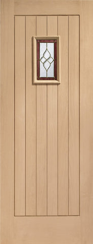Chancery Onyx Triple Glazed External Oak Door (M&T) with Brass Caming -1981 x 762 x 44mm (30")