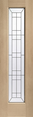 Bevelled Side Light Triple Glazed External Oak Door (Dowelled) with Black Caming -2032 x 584 x 44mm (23")