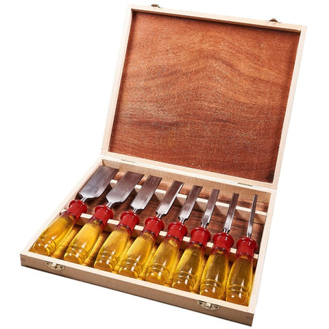 AMTECH-8pc Split Proof Chisel Set In Wooden Box