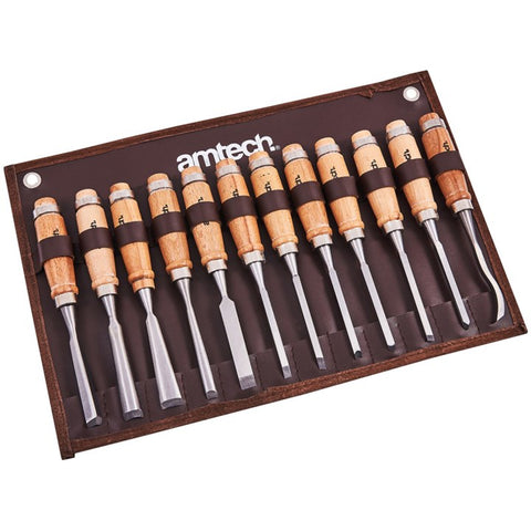 AMTECH-12pc Wood Carving Chisel Set