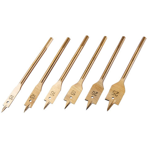 AMTECH-6pc Flat Wood Bit Set - Titanium