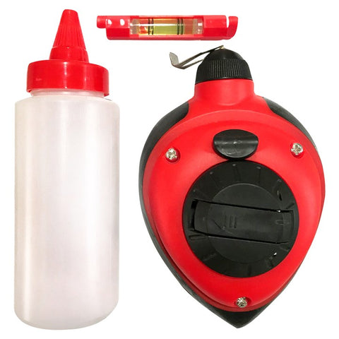AMTECH-30m (100ft)  Line Marker, Chalk And Mini Level Set