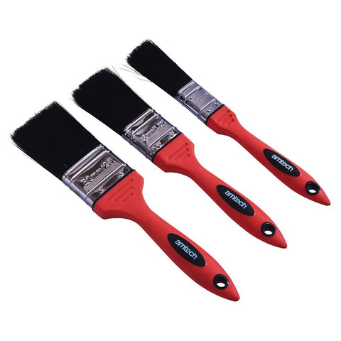AMTECH-3pc No Bristle Loss Paint Brush Set - Soft Handle