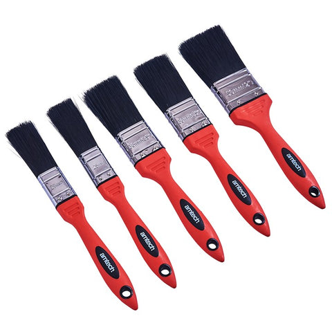 AMTECH-5pc No Bristle Loss Paint Brush Set - Soft Handle