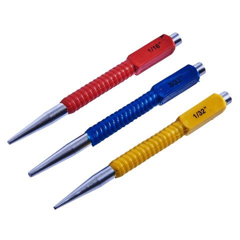 AMTECH-3pc Colour Coded Nail Punch Set