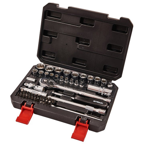 AMTECH-52pc 1/4" & 3/8" 12 Point Socket Set