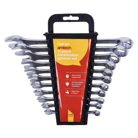 AMTECH-11pc Combination Spanner Set With Rack