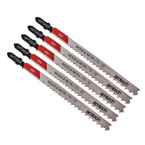 AMTECH-5pc Wood & Metal Jigsaw Blade Set (AMT345XF)