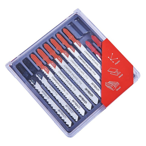 AMTECH-10pc Mixed Jigsaw Blades - T-Slot Fitting
