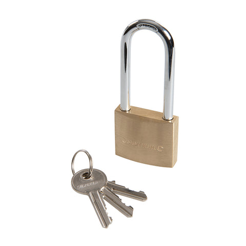 Silverline-Brass Padlock Long Shackle