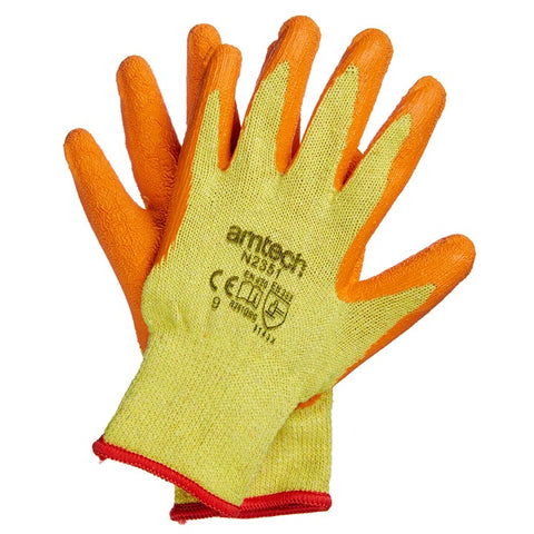 AMTECH-Latex Palm Coated Gloves Large (Size: 9)