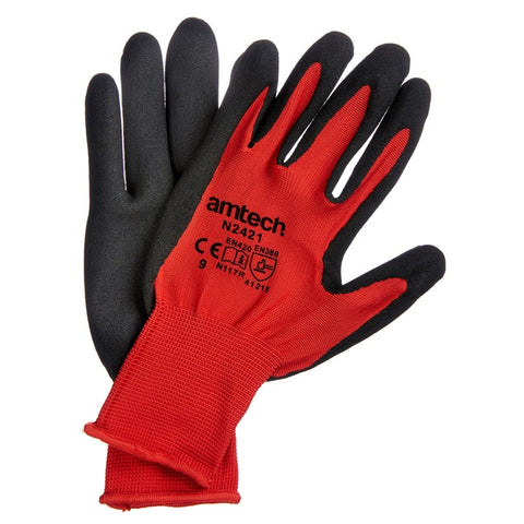 AMTECH-Nitrile Performance Work Gloves Large (Size: 9)