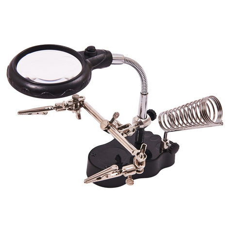 AMTECH-Helping Hand Magnifier Set And Soldering Stand With LED