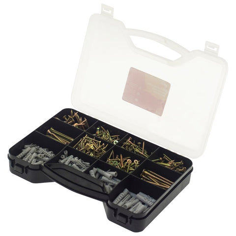 AMTECH-590pc Wood Screw and Wall Plug Assortment