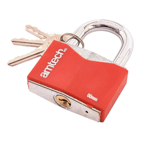 AMTECH-60mm Rhombic Chrome Plated Iron Padlock