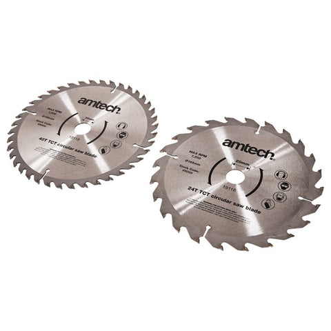 AMTECH-2pc 185mm Circular Saw Blade Set (24T/40T)