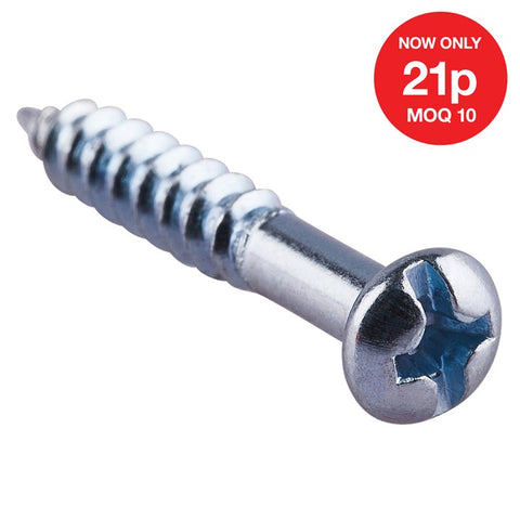AMTECH-4mm X 25mm Dome Head Wood Screw (16pc)