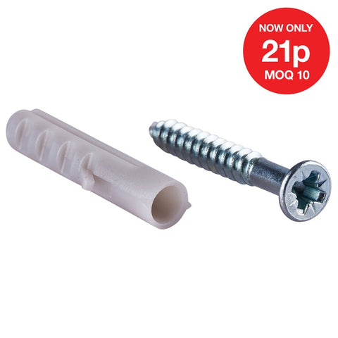 AMTECH-3.5mm X 25mm Wood Screw (12pc) With Anchor 5# (12pc)