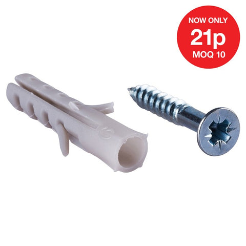 AMTECH-4mm X 25mm Wood Screw (6pc) With Anchor  6# (6pc)