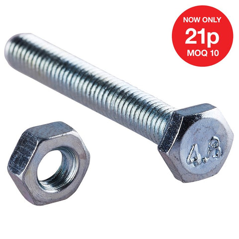 AMTECH-M4 X 30mm Hex Bolt(12pc) With M4 Nut (12pc)