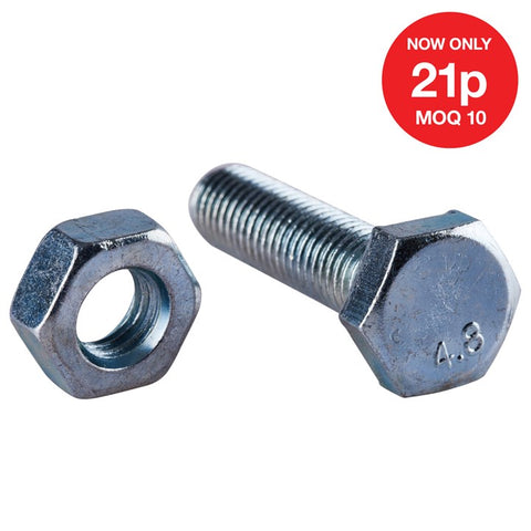 AMTECH-M10 X 40mm Hex Bolt(2pc) With M10 Nut (2pc)