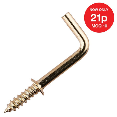 AMTECH-16mm Brass Plated Shouldered Square Hook (18pc)