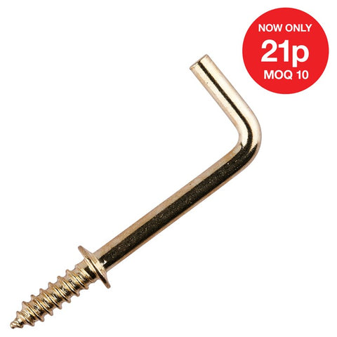 AMTECH-25mm Brass Plated Shouldered Square Hook (10pc)