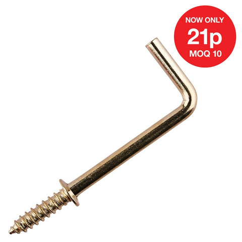 AMTECH-32mm Brass Plated Shouldered Square Hook (8pc)