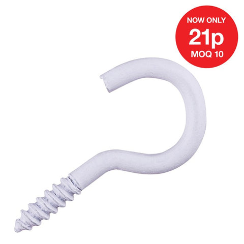 AMTECH-25mm Screw Hook (White) (16pc)